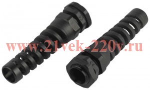 Ввод кабельный (сальник с гибким отводом) PGR 16 (d отв. 22.5мм / d провод.10-14мм) IP54 (уп.5шт) ЭР