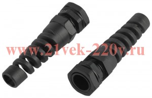 Ввод кабельный (сальник с гибким отводом) PGR 11 (d отв. 18.6мм / d провод.5-10мм) IP54 (уп.10шт) ЭР