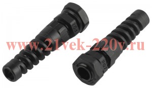 Ввод кабельный (сальник с гибким отводом) PGR 7 (d отв. 12.5мм / d провод.3-6.5мм) IP54 (уп.10шт) ЭР