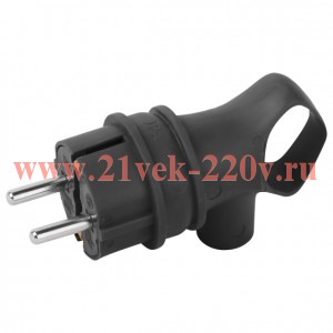 Вилка угловая VX12-B-IP44 16А IP44 с заземл. с кольцом каучук черн. Эра Б0069323