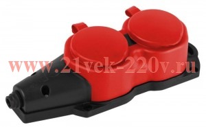 Колодка ЭРА KX-2e-RED-IP44 каучуковая с заземлением 2 розетки 16A IP44 красн. Эра Б0068443