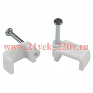 Скоба крепежная плоская 10мм пластик. бел. (уп.10шт) Эра Б0066628