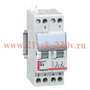 Переключатель 2П 400 В~ 20 А 2 модуля 004383 Legrand