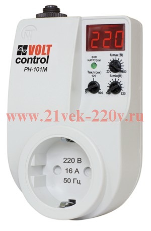Реле напряжения РН-101М однофазное регулируемое 16 А под розетку