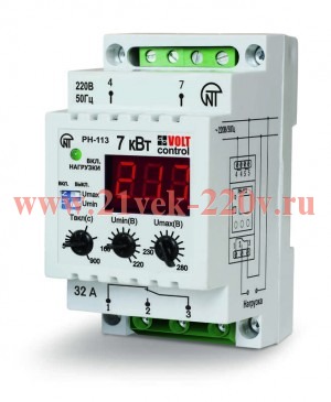 Однофазное реле контроля напряжения РН-113 32А на DIN-рейку