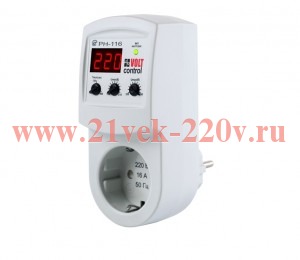 Реле напряжения РН-116 однофазное регулируемое 16А под розетку