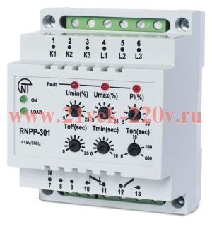 Трехфазное реле напряжения, перекоса и последовательности фаз РНПП-301-3