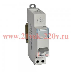 Кнопочный выключатель Legrand с фиксатором 2 полюса 2НО 20А 1 модуль