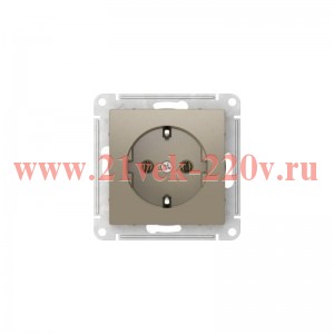 Розетка с заземлением SE AtlasDesign 16А быстрозажимные клеммы, шампань [уп 10 шт] ATN000543S