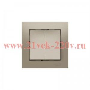 Выключатель 2-кл. AtlasDesign (сх. 5) 10AX быстрозажим. клем. в сборе шампань SE ATN000552S