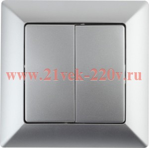 Выключатель Intro Solo 4-104-03 двухклавишный 10А-250В, IP20, СУ, алюминий
