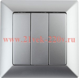 Выключатель Intro Solo 4-106-03 трехклавишный 10А-250В, IP20, СУ, алюминий