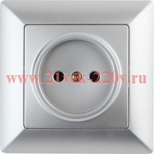 Розетка Intro Solo 4-201-03 без заземления 2P, 16А-250В, IP20, СУ, алюминий