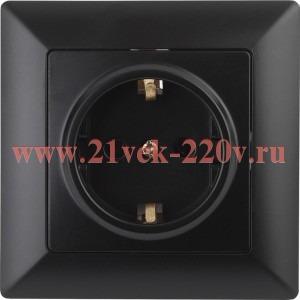 Розетка Intro Solo 4-206-05 с заземлением 2P+E Schuko со шторками, 16А-250В, IP20, СУ, антрацит