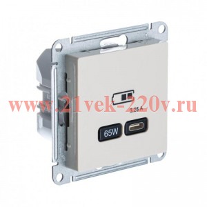 Зарядка высокоскоростная USB SE AtlasDesign тип С 65W QC, PD, бежевый ATN000227