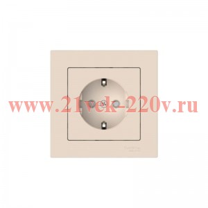 Розетка AtlasDesign 16А с заземл. со шторками быстрозажим. клем. в сборе беж. SE ATN000244S