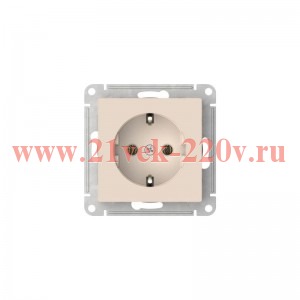 Розетка с заземлением SE AtlasDesign 16А быстрозажимные клеммы, бежевый [уп 20 шт] ATN000243S