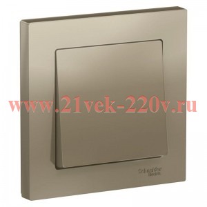 Одноклавишный выключатель SE AtlasDesign 10A в сборе, шампань [уп 10 шт] ATN000512