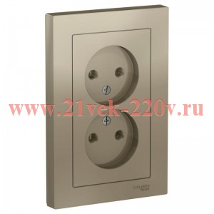 Розетка двойная без заземления SE AtlasDesign 16А в сборе, шампань ATN000520