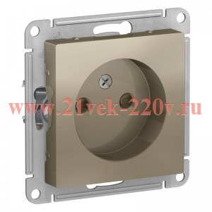Розетка без заземления со шторками SE AtlasDesign 16А, шампань [уп 10 шт] ATN000549