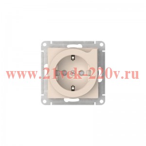 Розетка AtlasDesign 16А с заземл. со шторками с выталк. быстрозажим. клем. механизм беж. SE ATN00024
