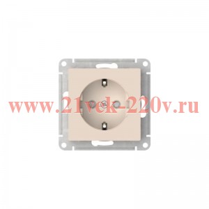 Розетка с заземлением со шторками SE AtlasDesign 16А быстрозажимные клеммы, бежевый [уп 20 шт] ATN000245S