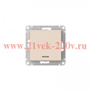 Одноклавишный переключатель с подсветкой SE AtlasDesign 10A быстрозажимные клеммы, бежевый ATN000263S