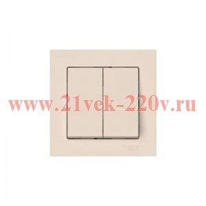 Выключатель 2-кл. AtlasDesign (сх. 5) 10AX быстрозажим. клем. в сборе беж. SE ATN000252S