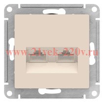 Розетка двойная компьютерная SE AtlasDesign RJ45+RJ45 кат.5E, бежевый [уп 5 шт] ATN000285