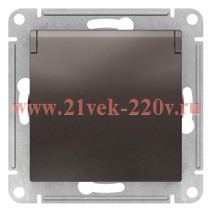 Розетка с заземл со шторк с крышкой SE AtlasDesign 16А IP20, мокко [уп 10 шт] ATN000646