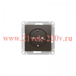 Розетка с заземлением со шторками SE AtlasDesign 16А быстрозажимные клеммы, мокко [уп 10 шт] ATN000645S
