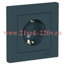 Розетка с заземлением со шторками SE AtlasDesign 16А в сборе, изумруд [уп 5 шт] ATN000844