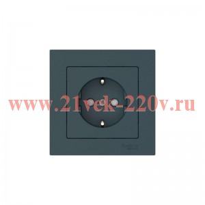 Розетка AtlasDesign 16А с заземл. со шторками быстрозажим. клем. в сборе изумруд SE ATN000844S