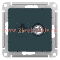 Розетка двойная SE AtlasDesign ТV + компьютерная RJ45, кат 5Е,, изумруд ATN000889