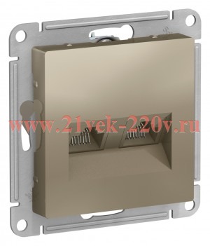 Розетка двойная компьютерная SE AtlasDesign RJ45+RJ45 кат 5E, шампань [уп 5 шт] ATN000585