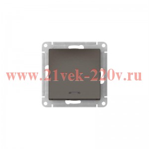 Одноклавишный выключатель с подсветкой SE AtlasDesign 10A быстрозажимные клеммы, мокко [уп 10 шт] ATN000613S