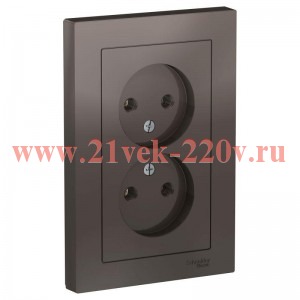 Розетка двойная без заземления SE AtlasDesign 16А в сборе, мокко ATN000620