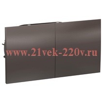 Розетка двойная с заземлением со шторками и сдвижной крышкой SE AtlasDesign 16А в сборе, мокко ATN000628