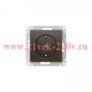 Розетка с заземлением SE AtlasDesign 16А быстрозажимные клеммы, мокко [уп 10 шт] ATN000643S