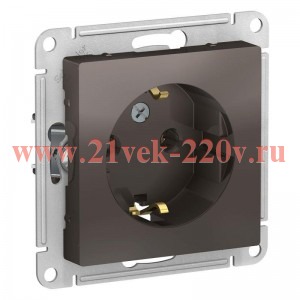 Розетка с заземлением SE AtlasDesign 16А, мокко [уп 10 шт] ATN000643