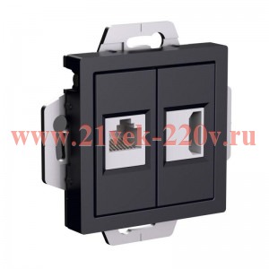 Розетка двойная HDMI+RJ45, кат.5Е SE AtlasDesign, карбон