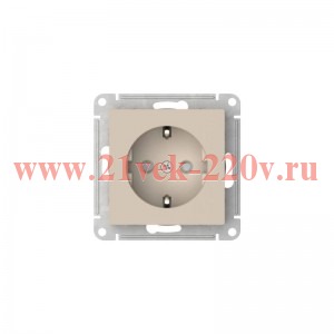 Розетка с заземлением со шторками SE AtlasDesign 16А быстрозажимные клеммы, песочный [уп 5 шт] ATN001245S