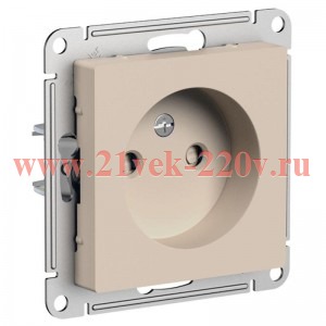 Розетка без заземления со шторками SE AtlasDesign 16А, песочный [уп 5 шт] ATN001249