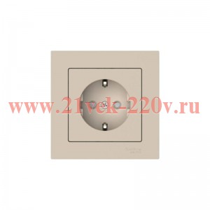 Розетка AtlasDesign 16А с заземл. со шторками быстрозажим. клем. в сборе песочн. SE ATN001244S