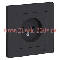 Розетка без заземления SE AtlasDesign 16А в сборе, карбон [уп 5 шт] ATN001040