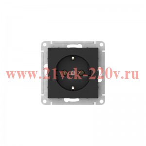 Розетка с заземлением SE AtlasDesign 16А быстрозажимные клеммы, карбон [уп 10 шт] ATN001043S