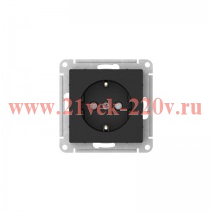 Розетка с заземлением со шторками SE AtlasDesign 16А быстрозажимные клеммы, карбон [уп 5 шт] ATN001045S