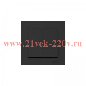 Выключатель 2-кл. AtlasDesign (сх. 5) 10AX быстрозажим. клем. в сборе карбон SE ATN001052S