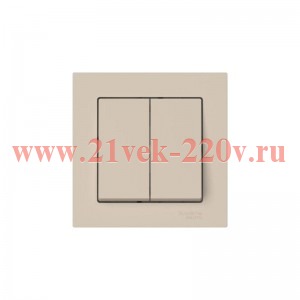 Выключатель 2-кл. AtlasDesign (сх. 5) 10AX быстрозажим. клем. в сборе песочн. SE ATN001252S