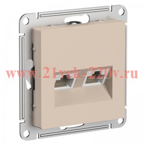 Розетка двойная компьютерная SE AtlasDesign RJ45+RJ45 кат 5E, песочный [уп 5 шт] ATN001285